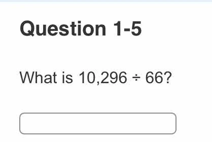 question 1-5 what is 10,296 ÷ 66?