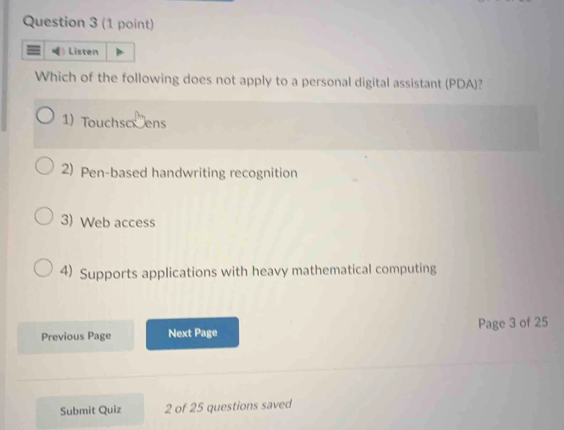 question 3 (1 point) which of the following does not apply to a persona…