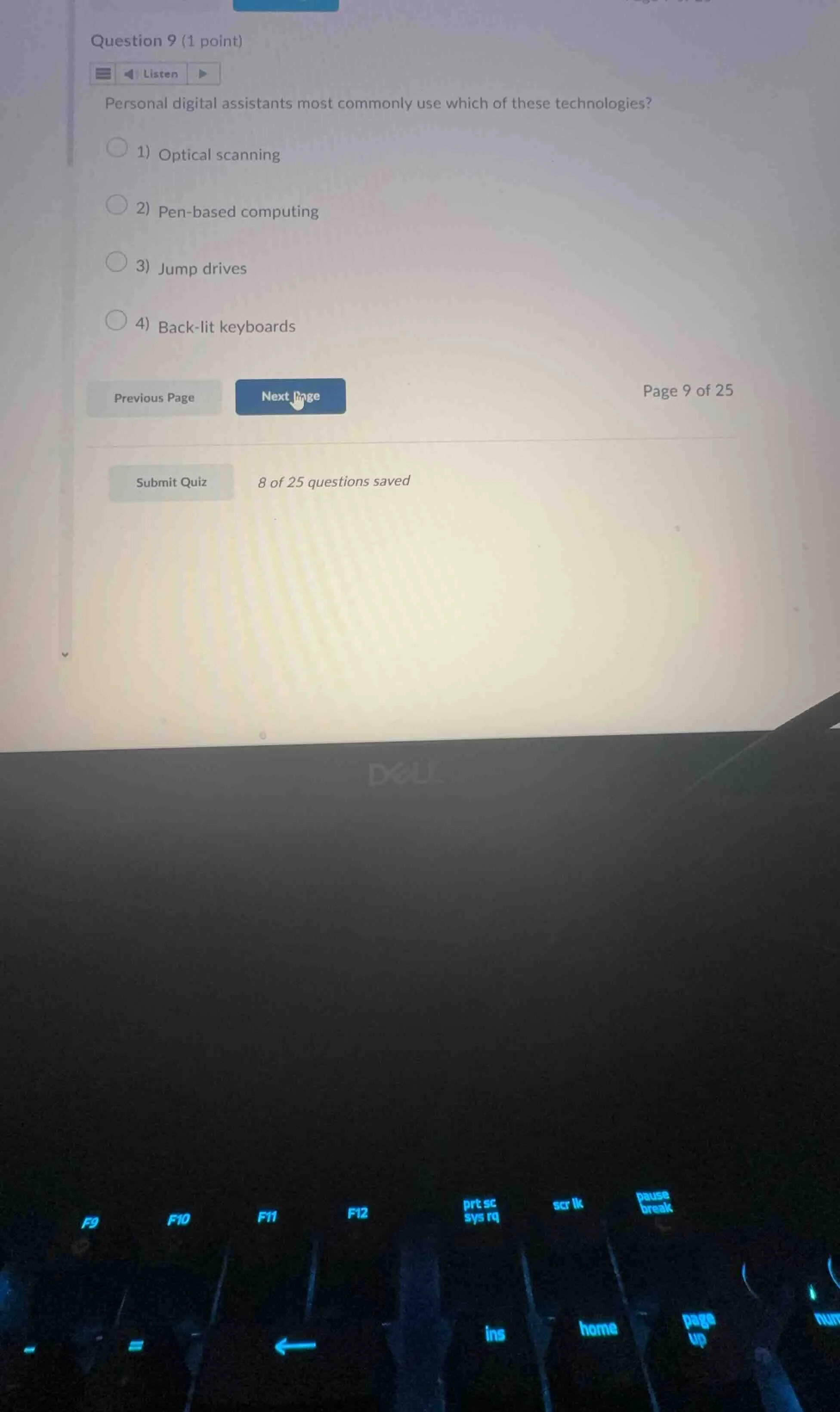 question 9 (1 point) personal digital assistants most commonly use whic…