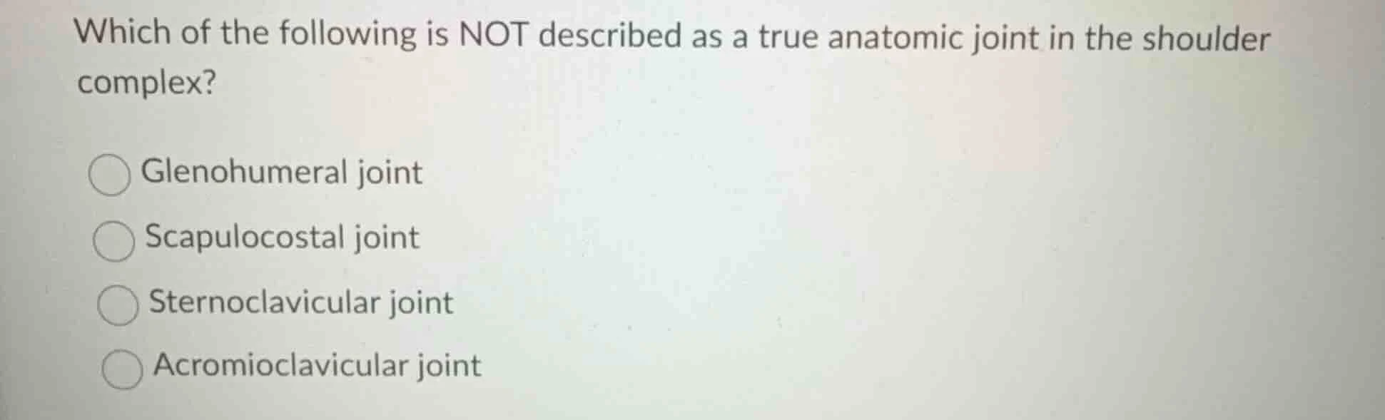 which of the following is not described as a true anatomic joint in the…