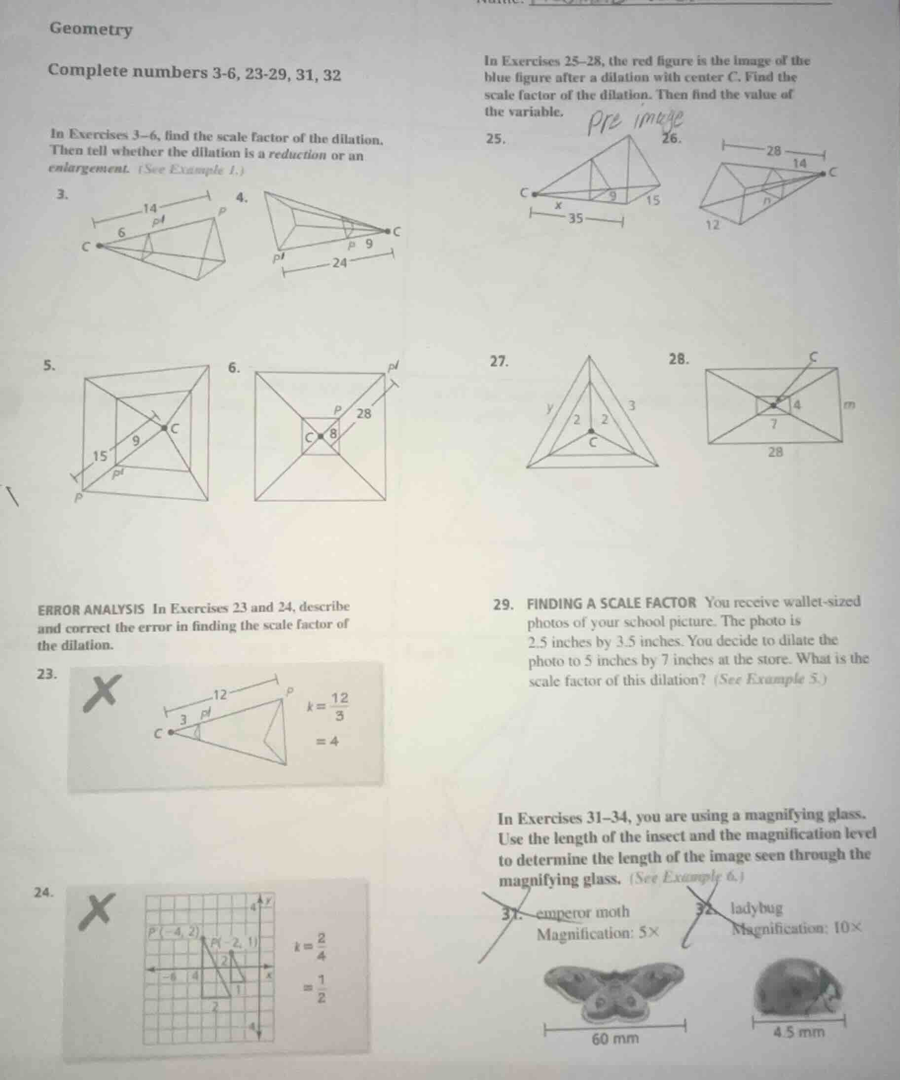 geometry complete numbers 3-6, 23-29, 31, 32 in exercises 3–6, find the…