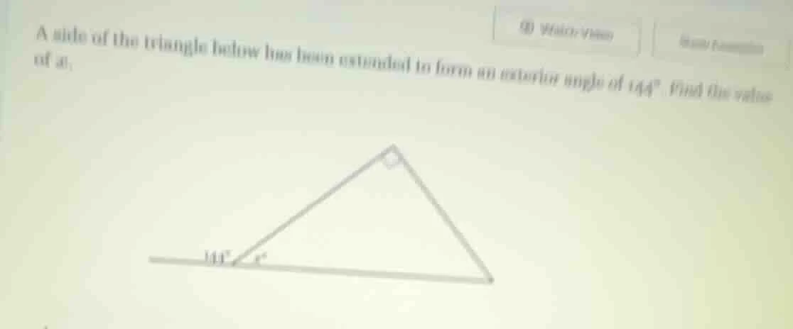 a side of the triangle below has been extended to form an exterior angl…