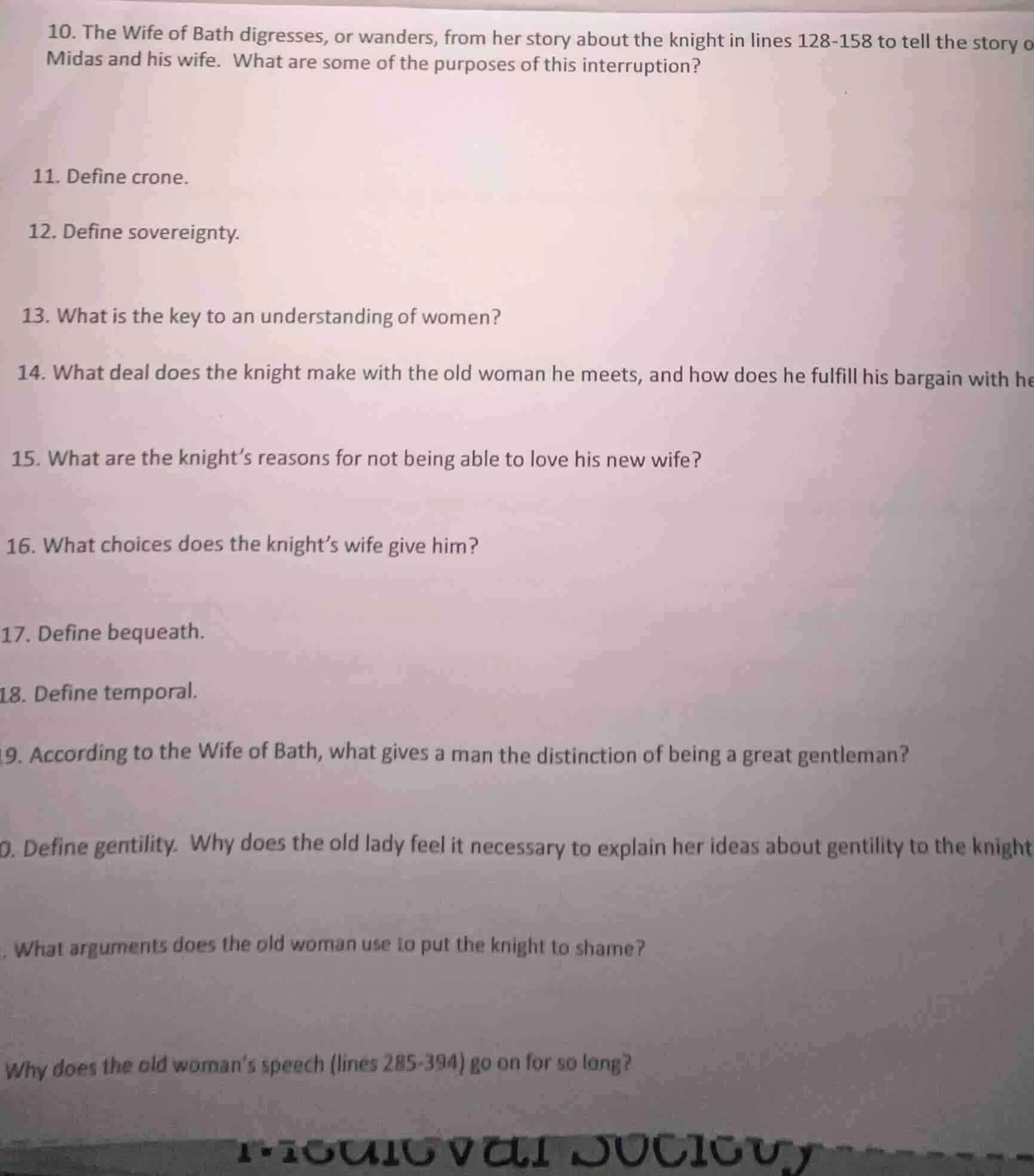 10. the wife of bath digresses, or wanders, from her story about the kn…