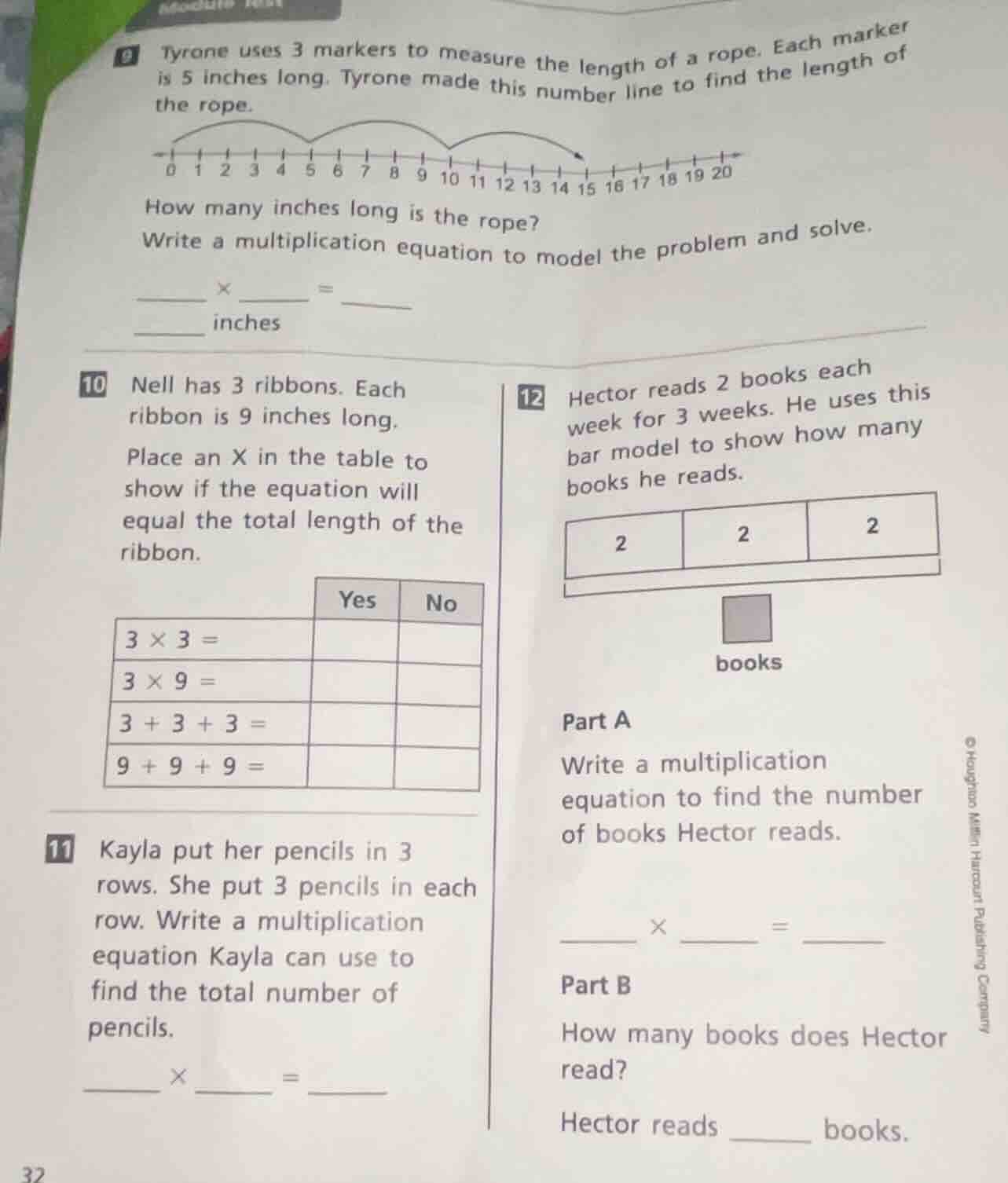 9 tyrone uses 3 markers to measure the length of a rope. each marker is…