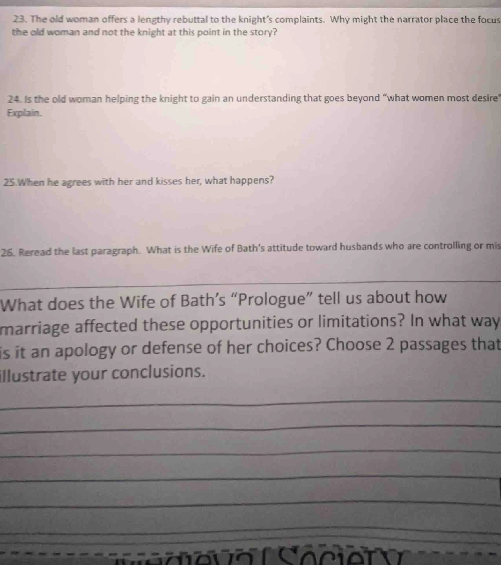 23. the old woman offers a lengthy rebuttal to the knight’s complaints.…