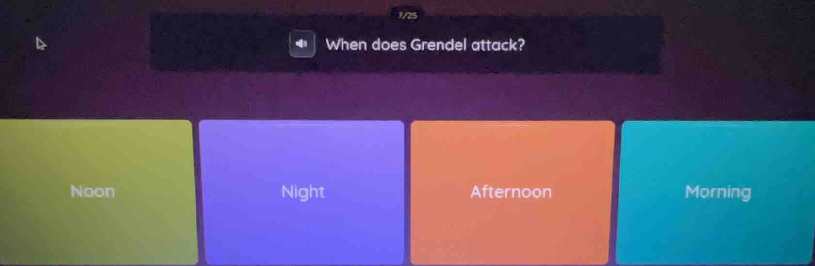 when does grendel attack? noon night afternoon morning