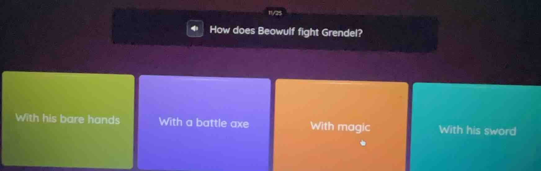 how does beowulf fight grendel? with his bare hands; with a battle axe;…