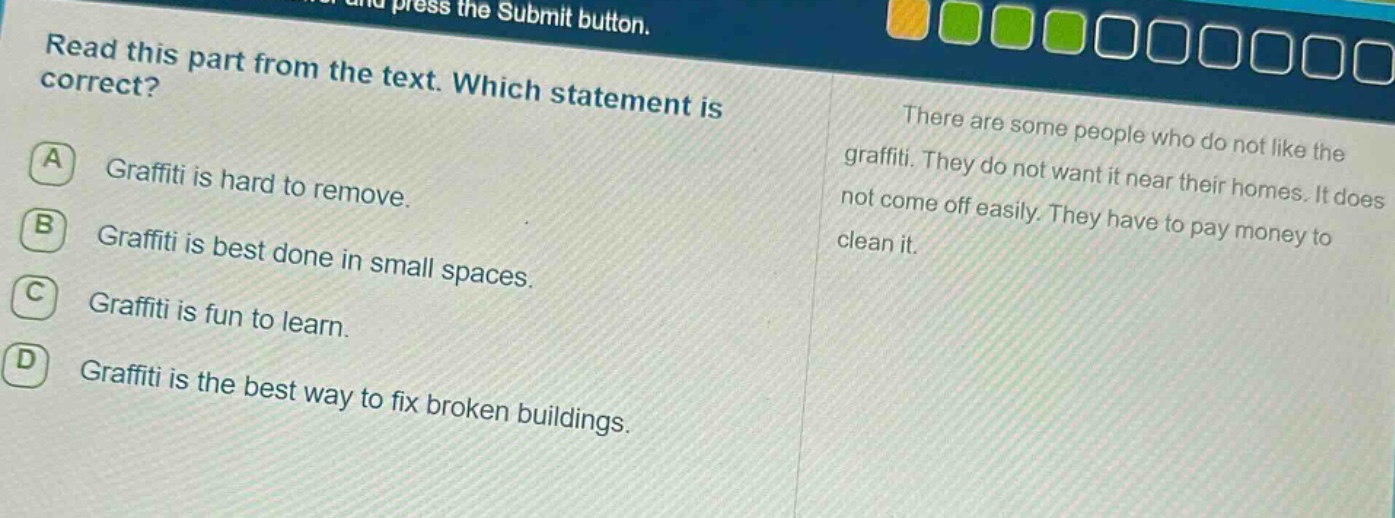 read this part from the text. which statement is correct? a graffiti is…