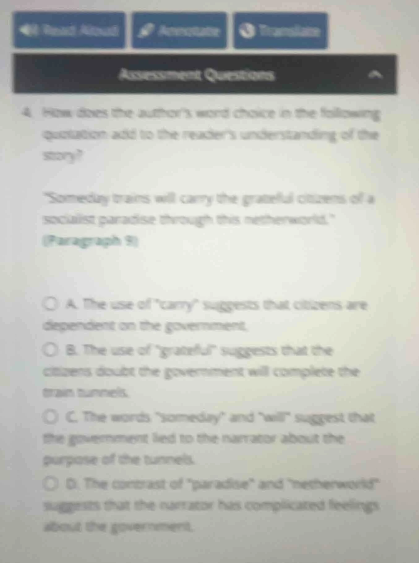 4. how does the author’s word choice in the following quotation add to …