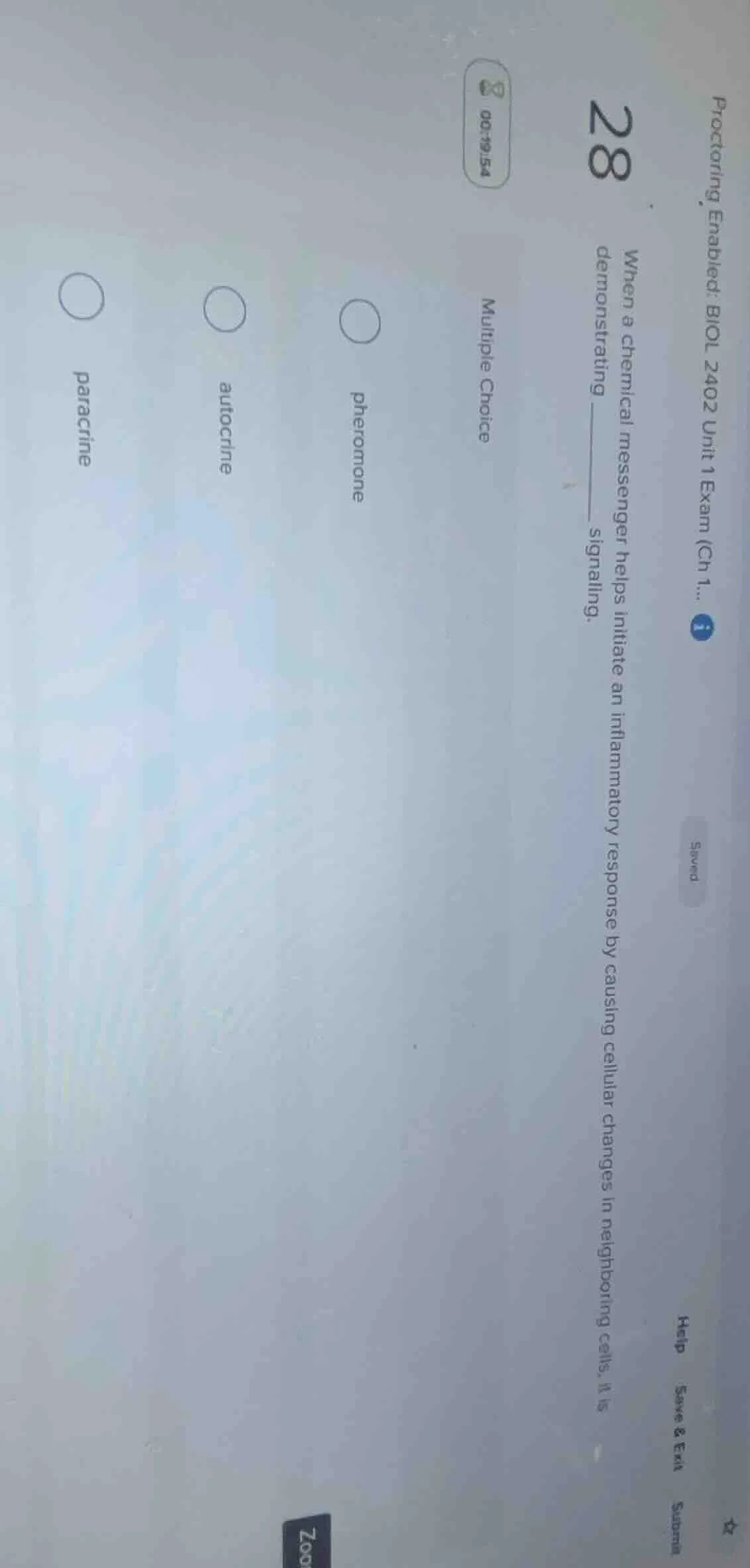 28 when a chemical messenger helps initiate an inflammatory response by…