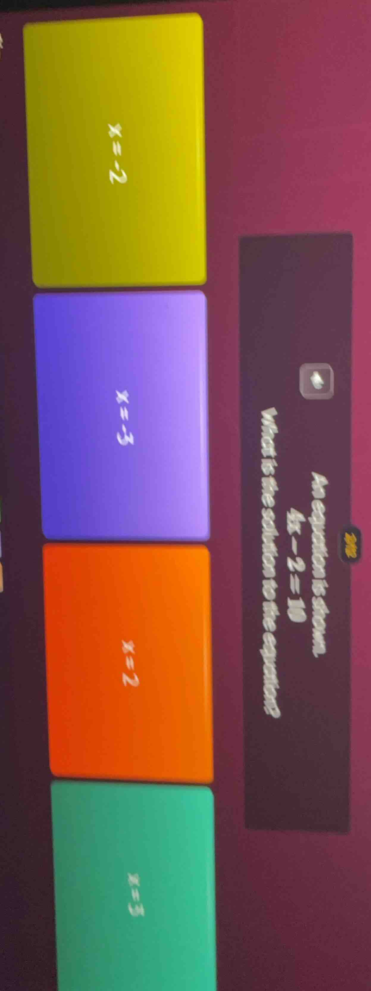 an equation is shown. 4x - 2 = 10 what is the solution to the equation?…