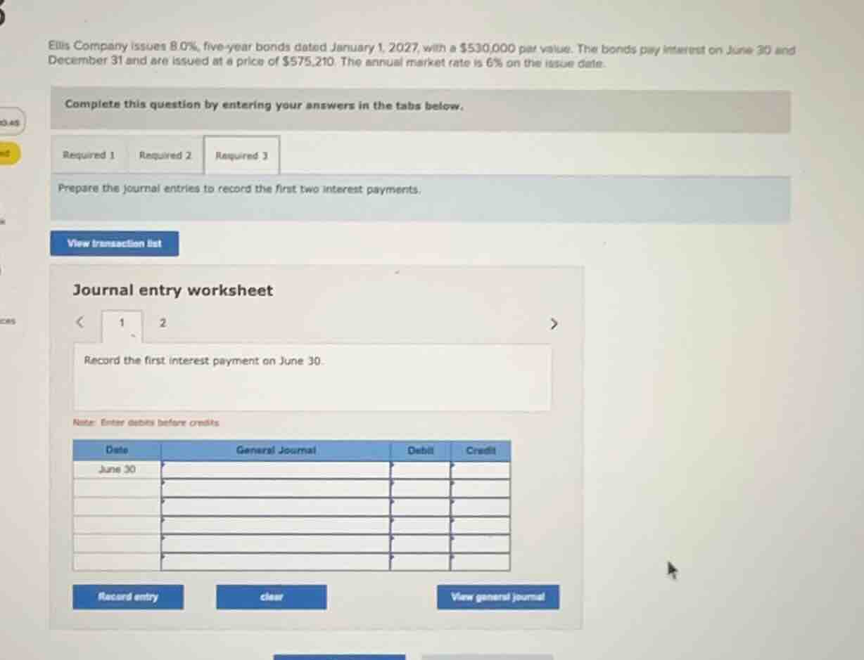 ellis company issues 8.0%, five-year bonds dated january 1, 2027, with …