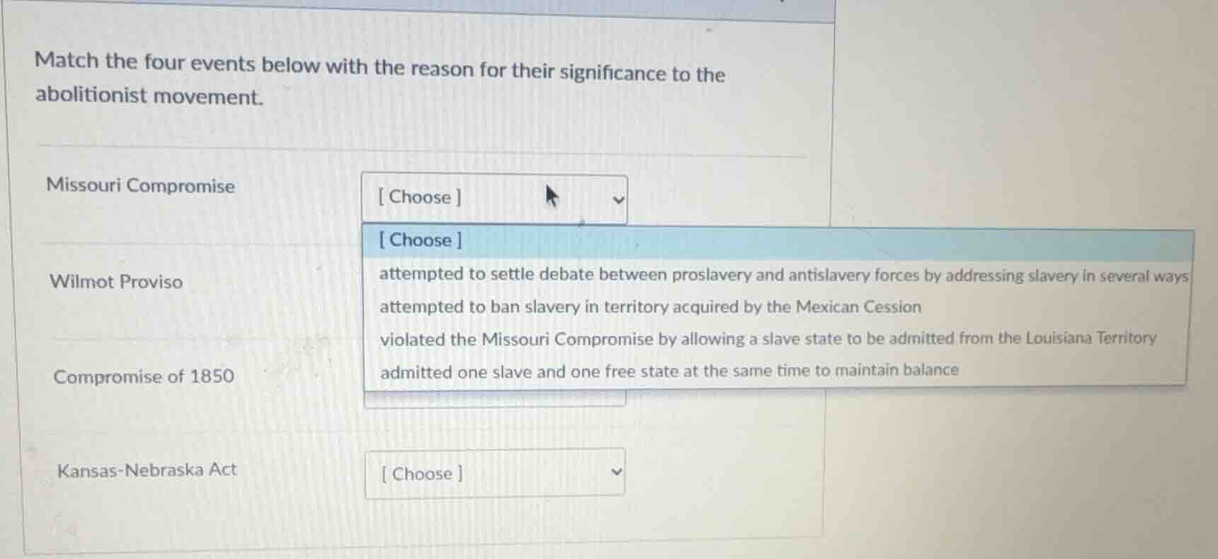 match the four events below with the reason for their significance to t…