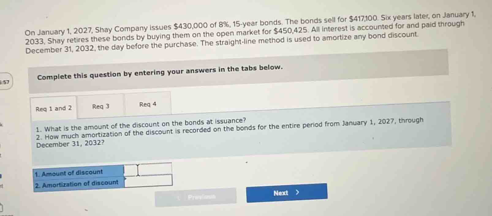 on january 1, 2027, shay company issues $430,000 of 8%, 15-year bonds. …