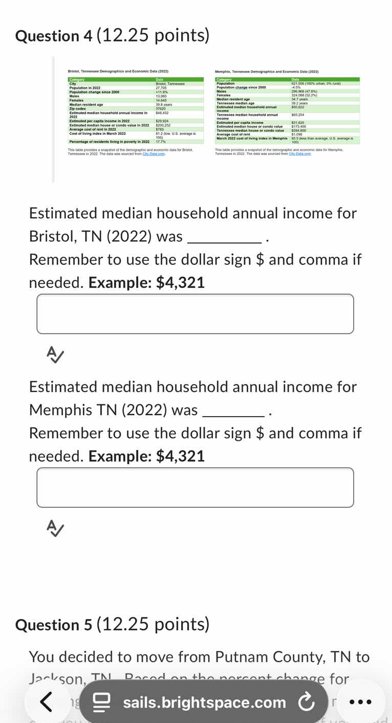question 4 (12.25 points) estimated median household annual income for …