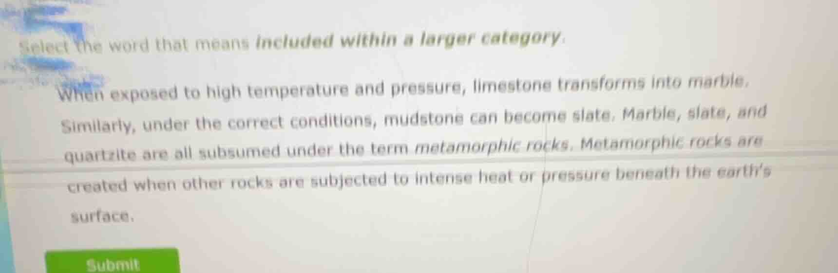 select the word that means included within a larger category. when expo…