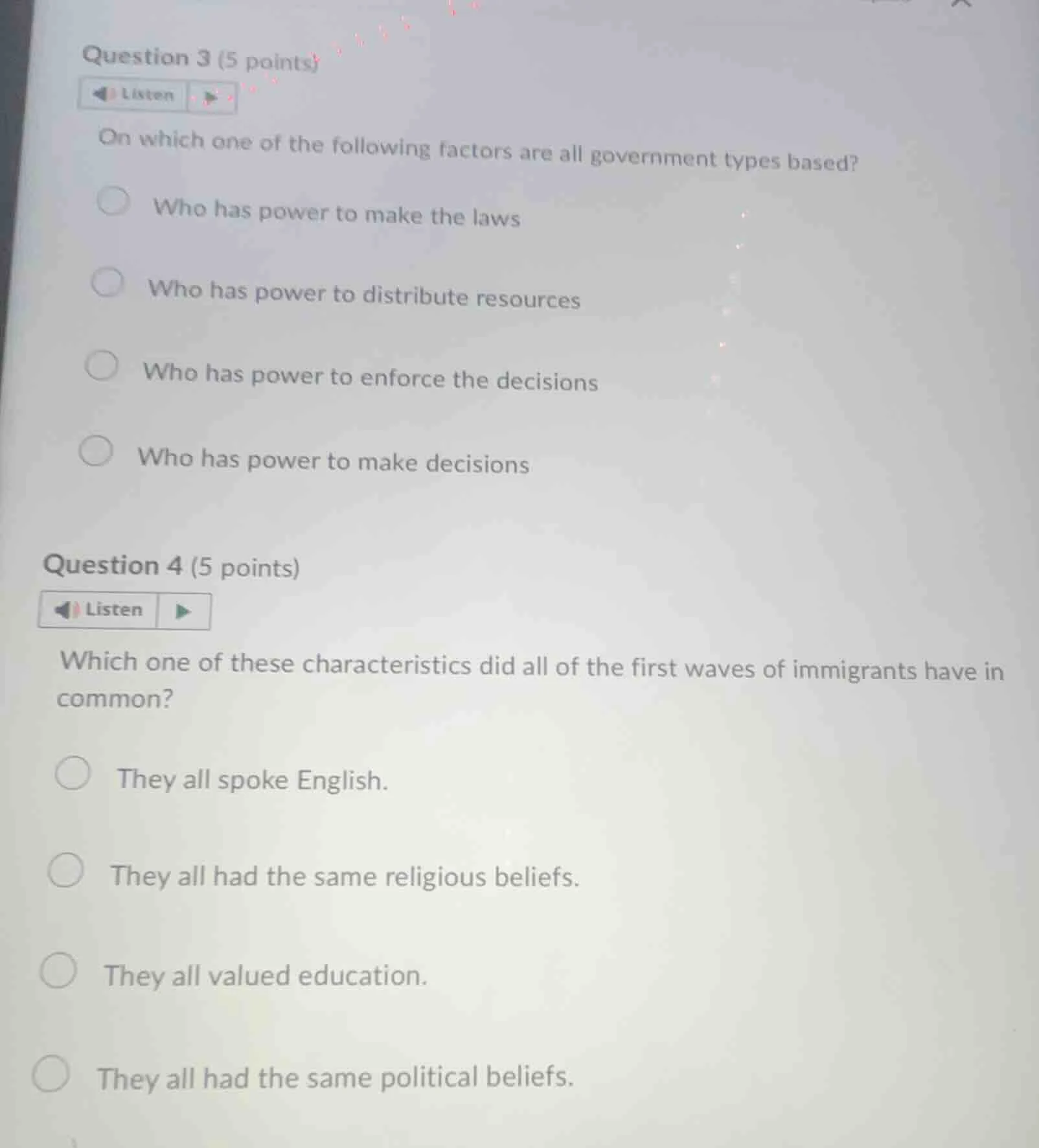 question 3 (5 points) listen on which one of the following factors are …