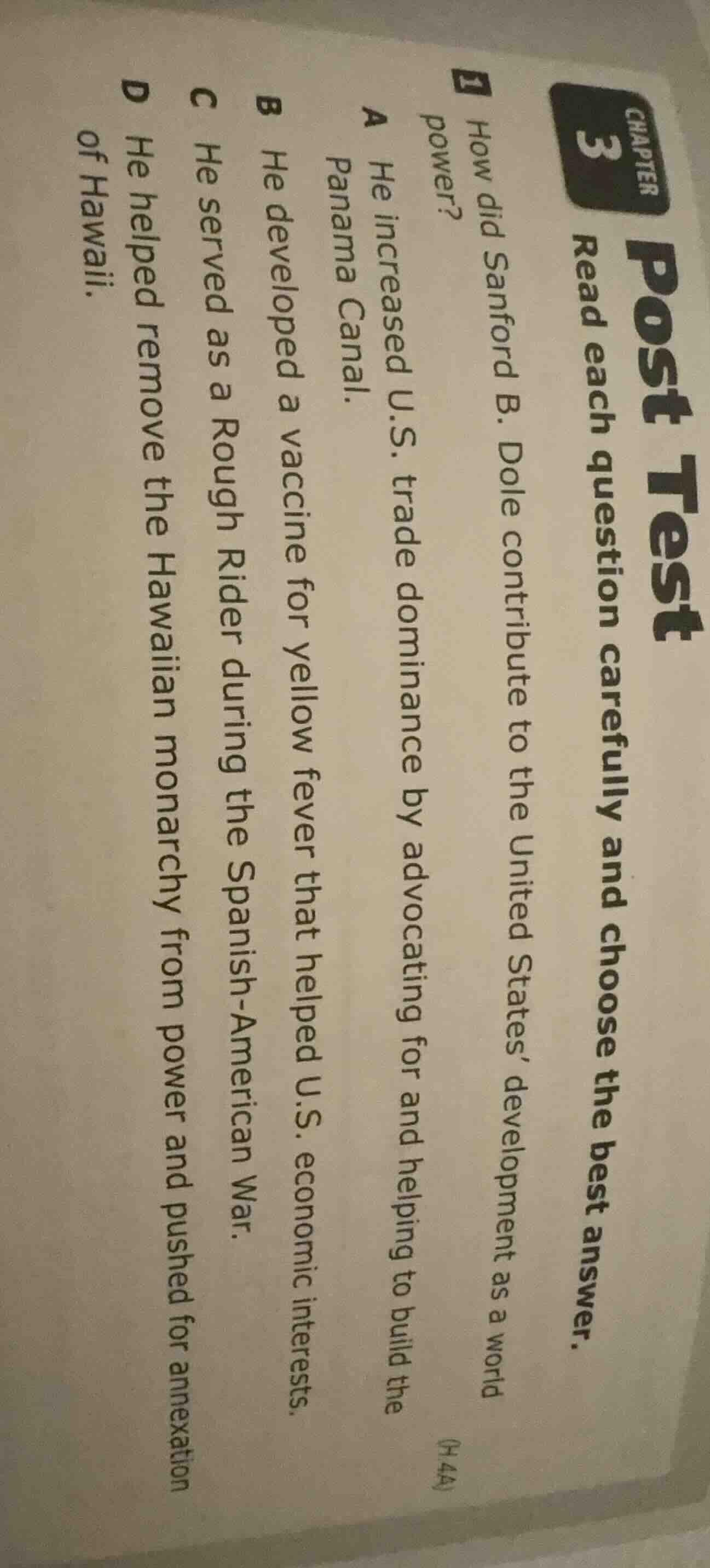 chapter 3 post test read each question carefully and choose the best an…