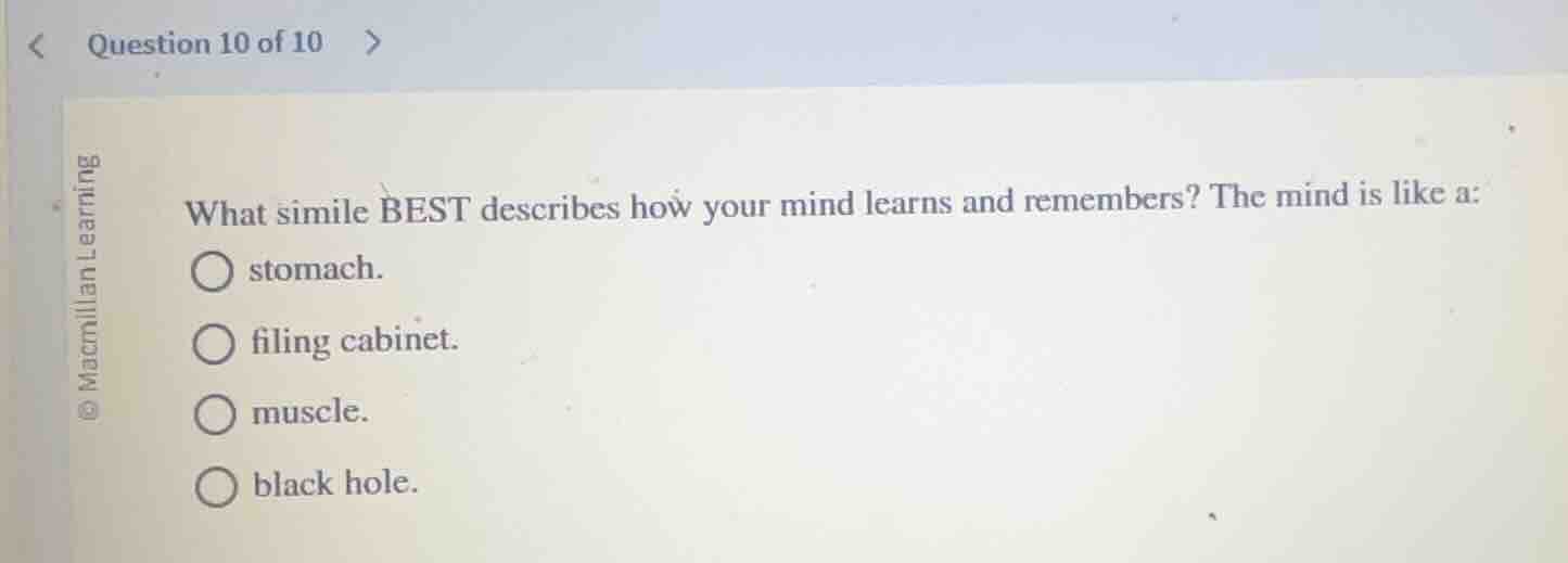 what simile best describes how your mind learns and remembers? the mind…