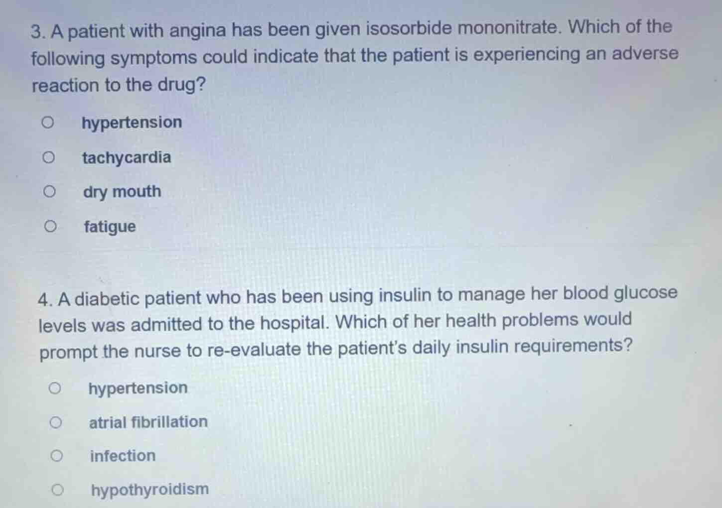 3. a patient with angina has been given isosorbide mononitrate. which o…