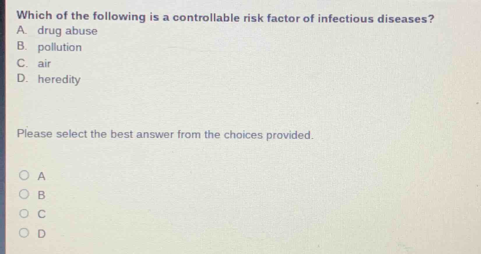 which of the following is a controllable risk factor of infectious dise…