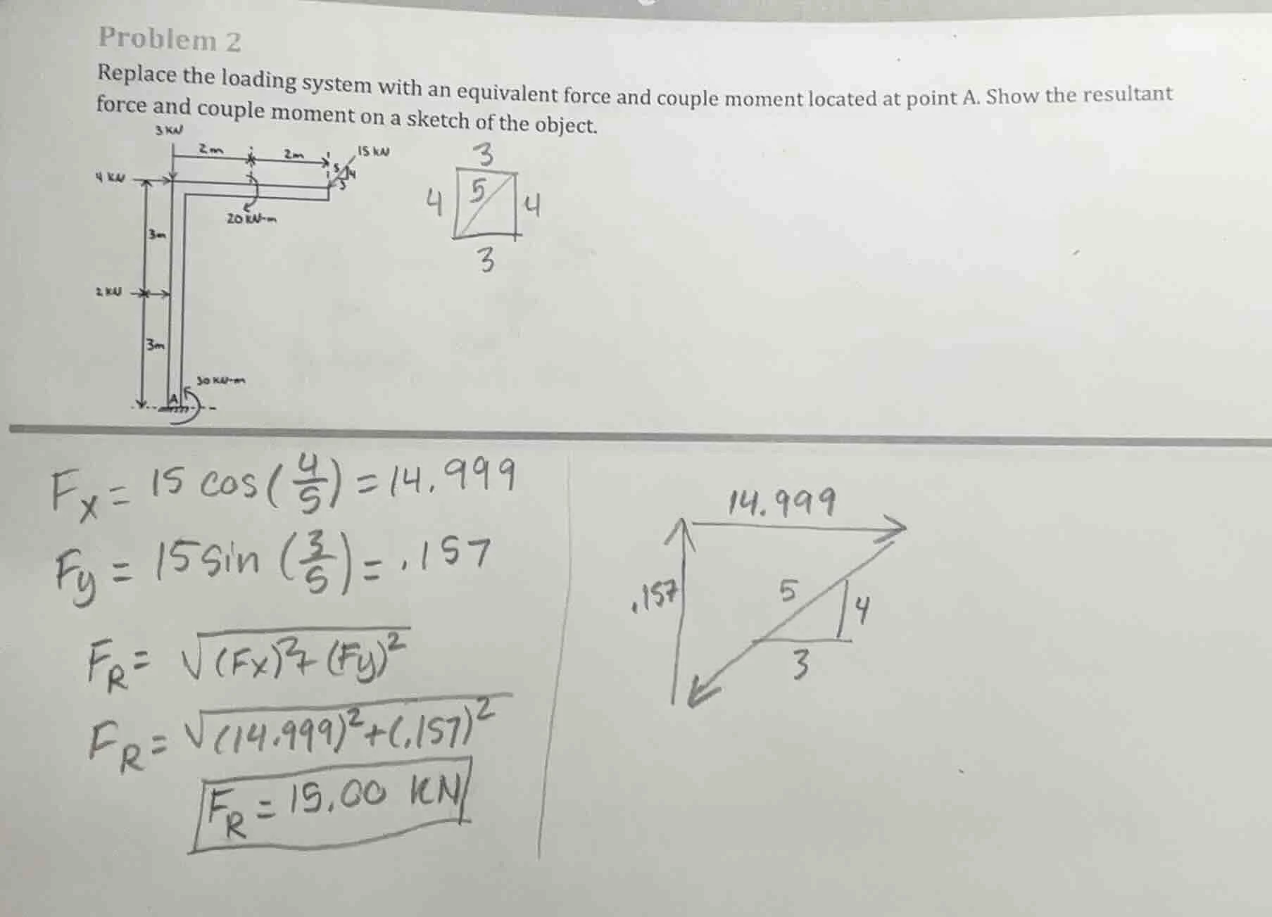 problem 2 replace the loading system with an equivalent force and coupl…