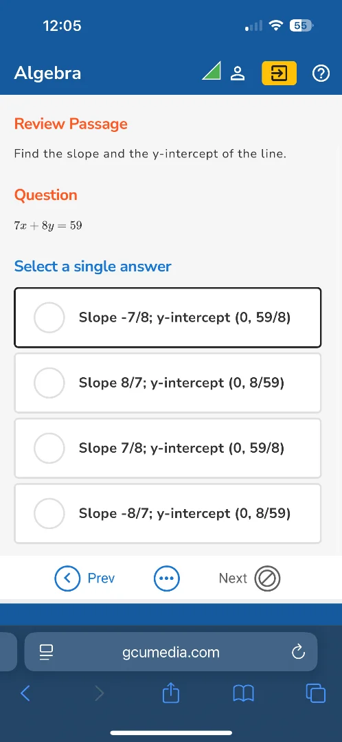 algebra review passage find the slope and the y-intercept of the line. …