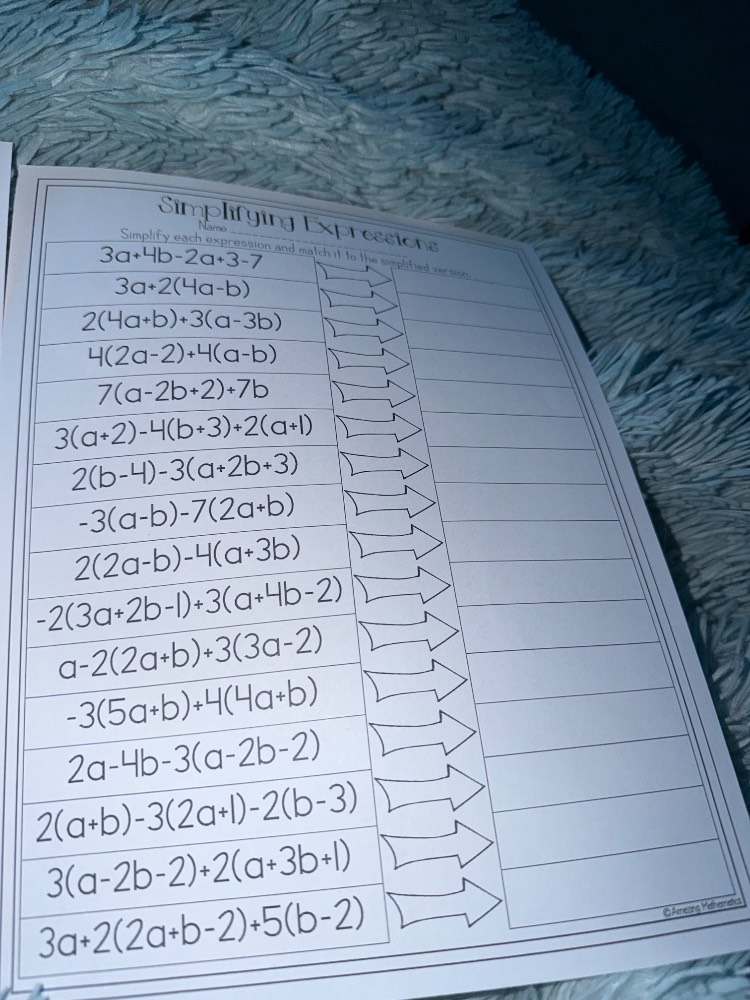 simplifying expressions name ____ simplify each expression and match it…