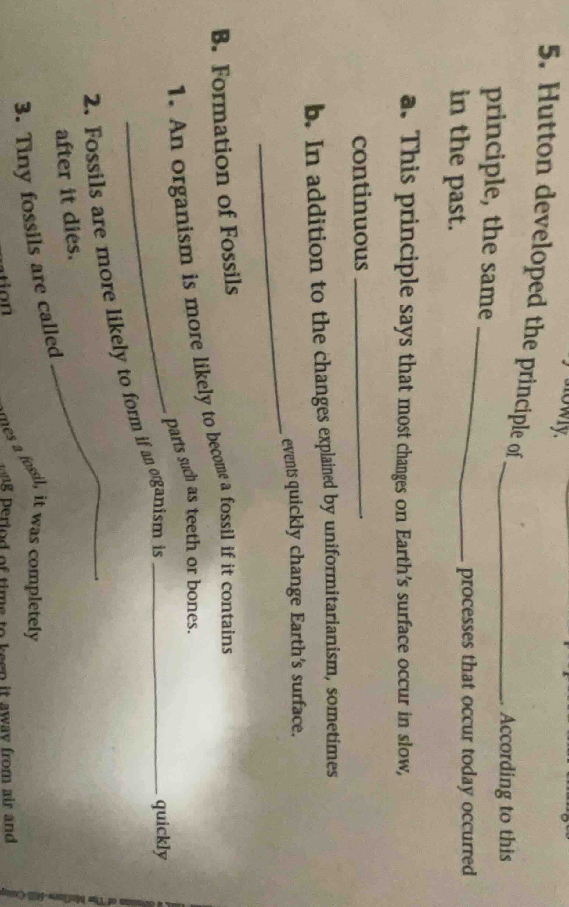 5. hutton developed the principle of ______. according to this principl…