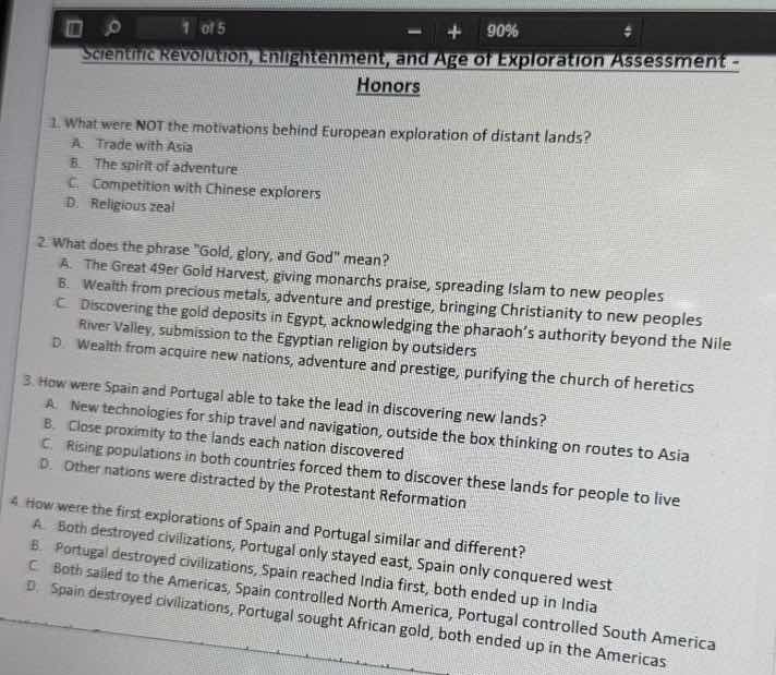 scientific revolution, enlightenment, and age of exploration assessment…