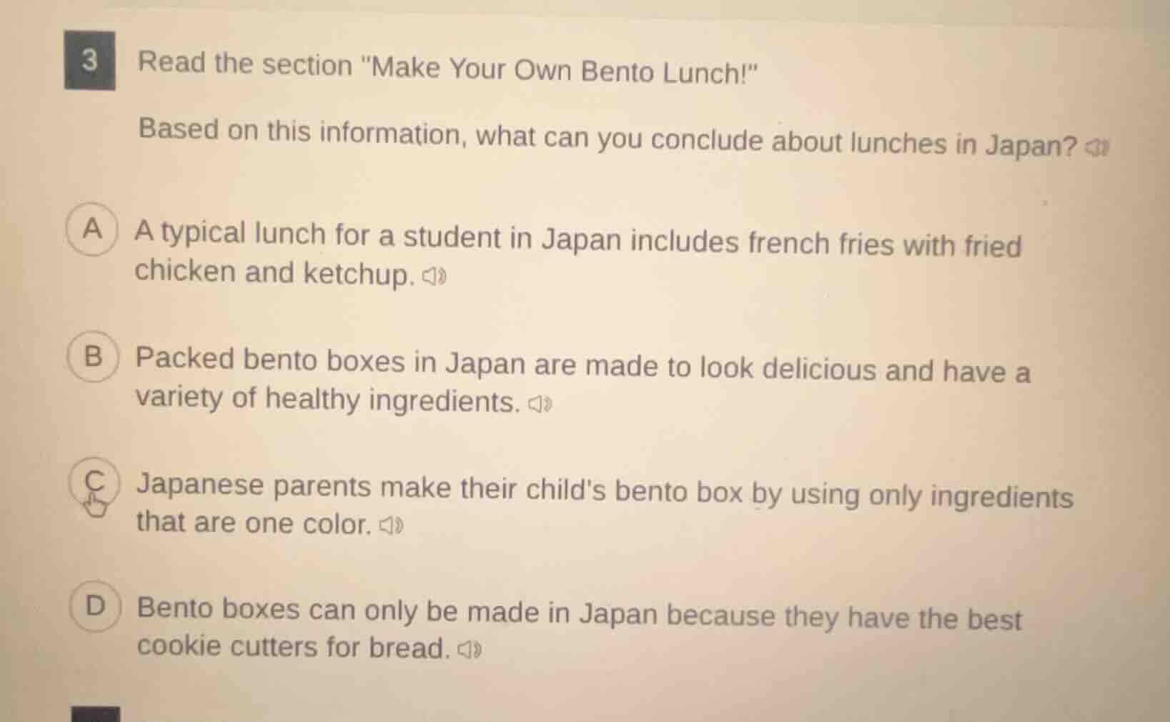 3 read the section \make your own bento lunch!\ based on this informati…