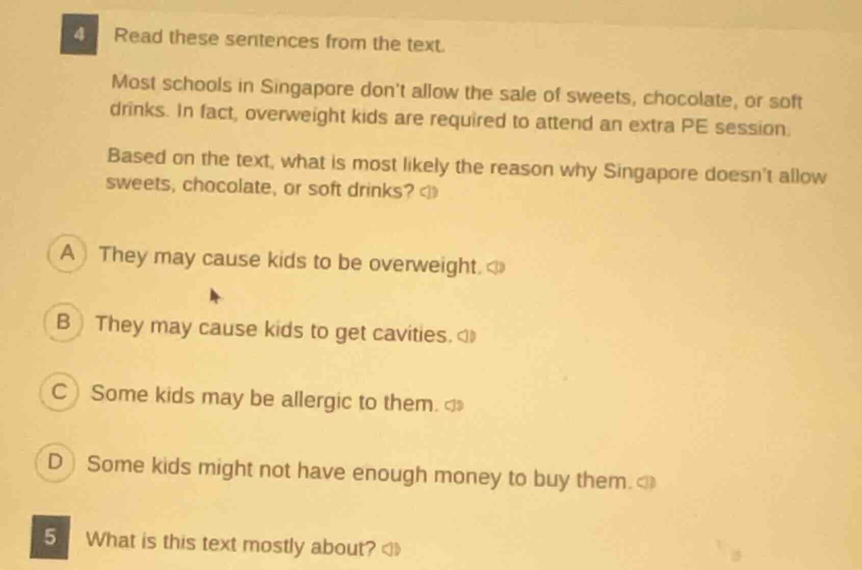 4 read these sentences from the text. most schools in singapore dont al…