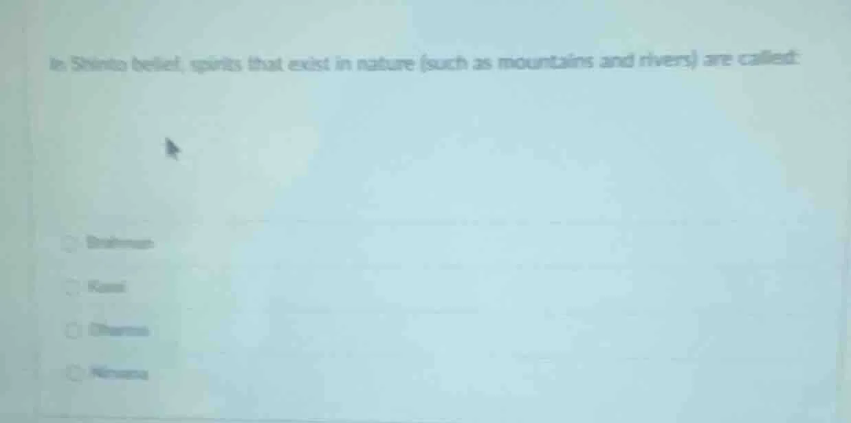 in shinto belief, spirits that exist in nature (such as mountains and r…