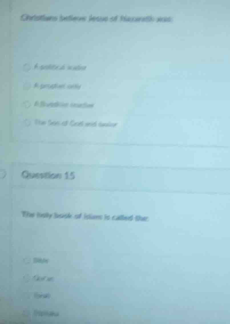 christians believe jesus of nazareth was:a political leadera prophet on…