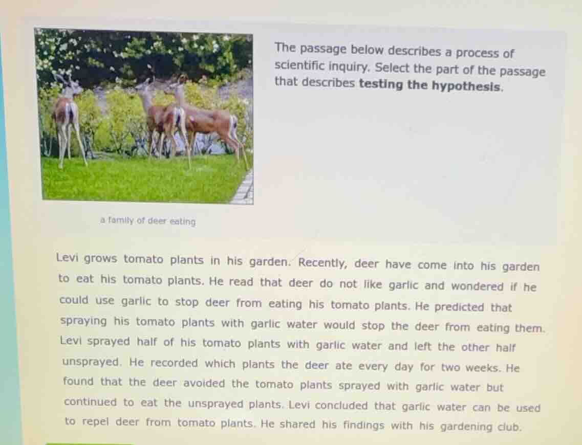 the passage below describes a process of scientific inquiry. select the…