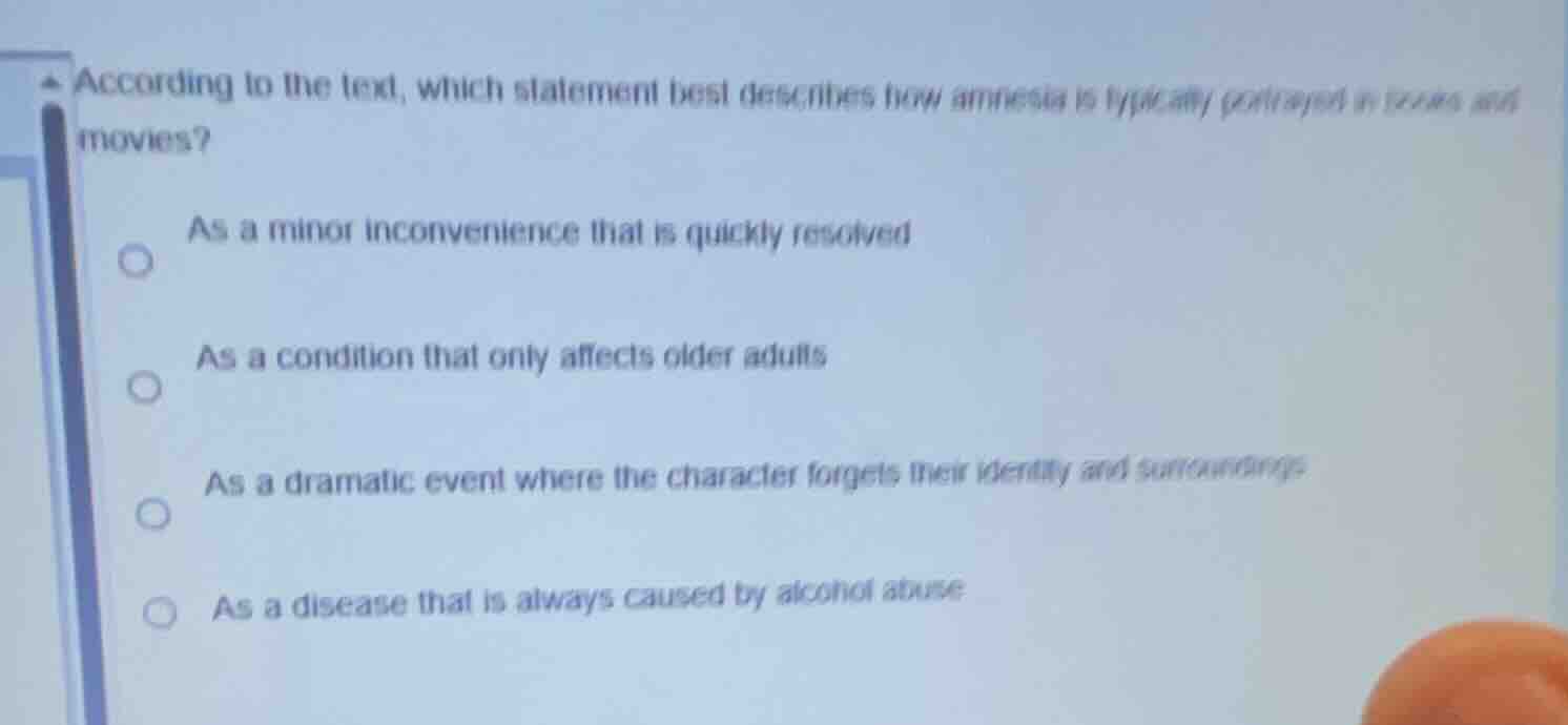 according to the text, which statement best describes how amnesia is ty…