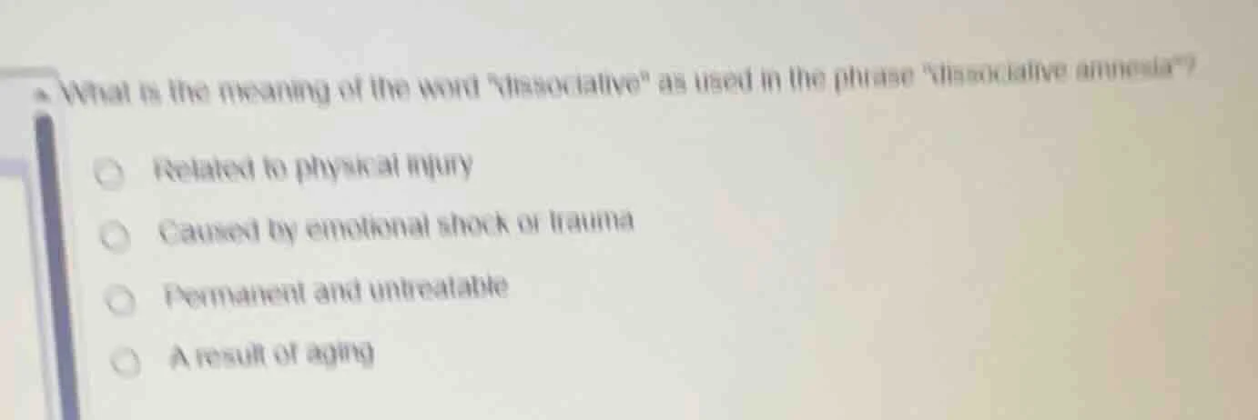 what is the meaning of the word \dissociative\ as used in the phrase \d…