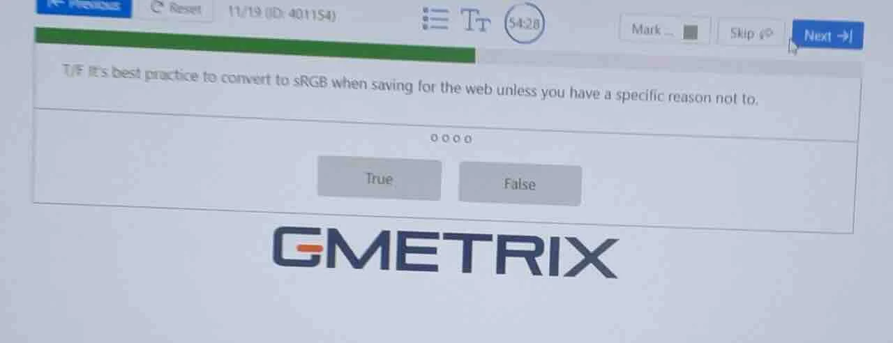 t/f its best practice to convert to srgb when saving for the web unless…