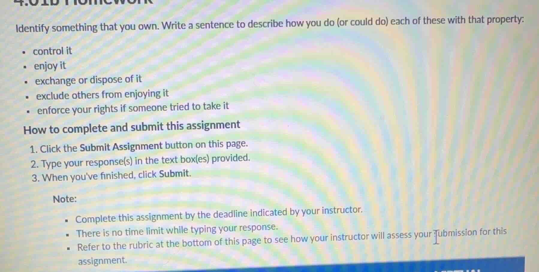 identify something that you own. write a sentence to describe how you d…