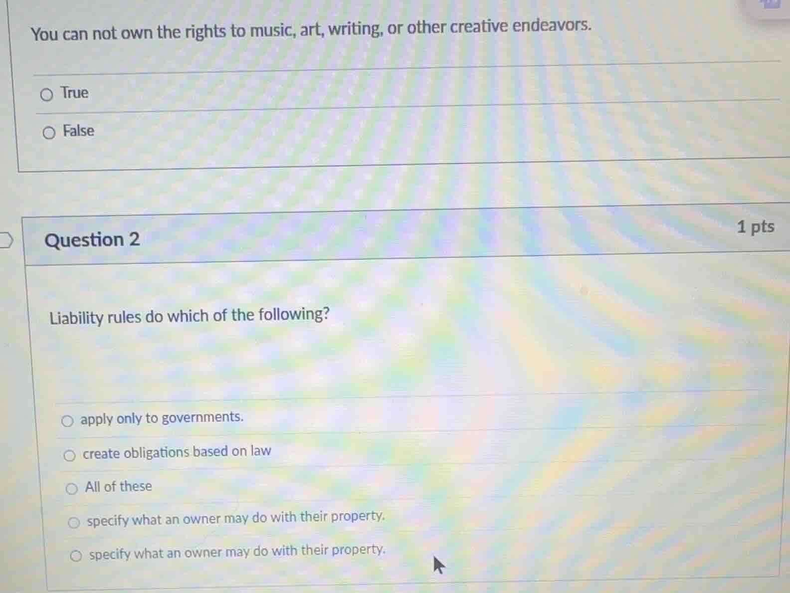 you can not own the rights to music, art, writing, or other creative en…