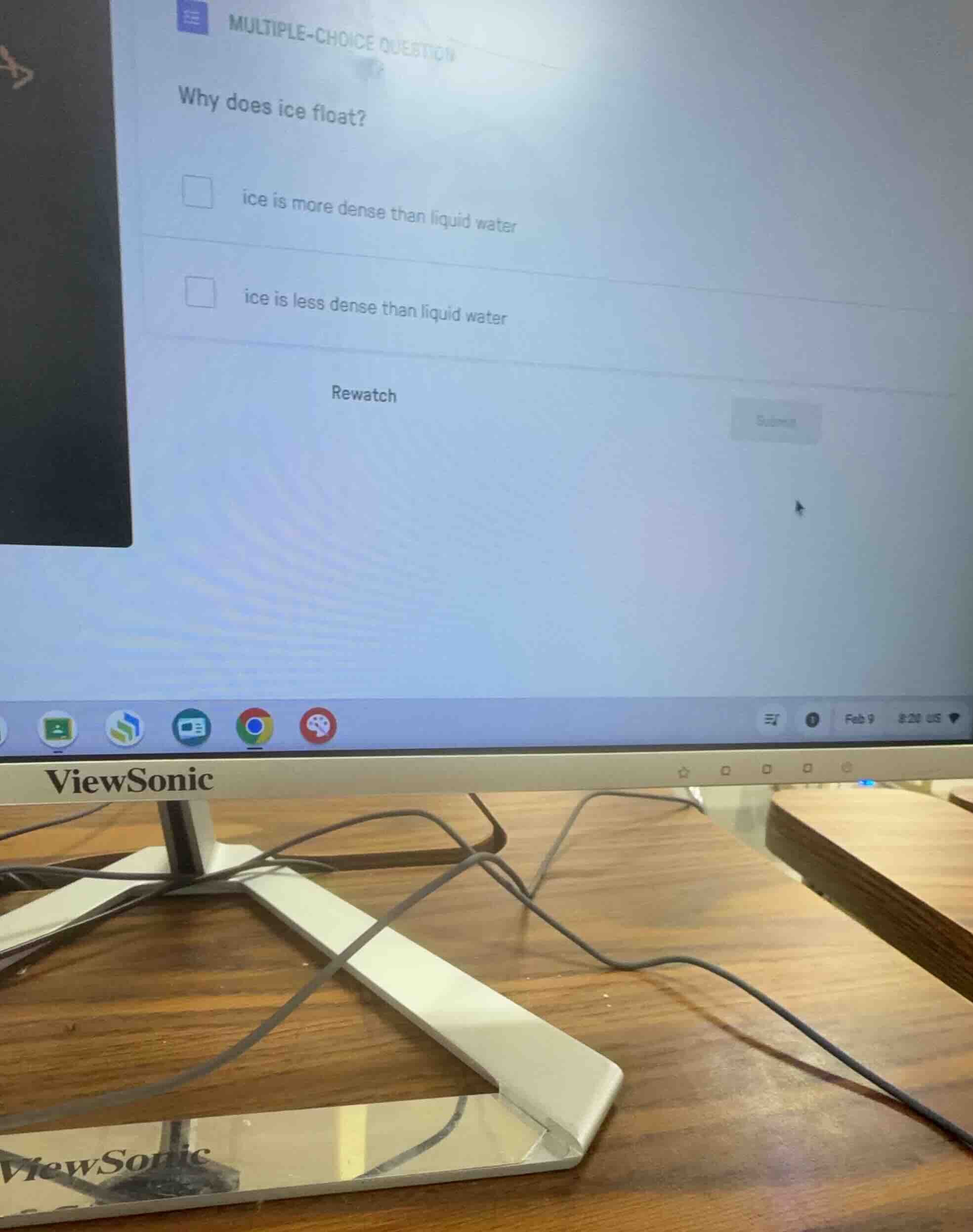 multiple-choice question why does ice float? ice is more dense than liq…