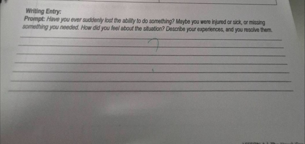 writing entry: prompt: have you ever suddenly lost the ability to do so…