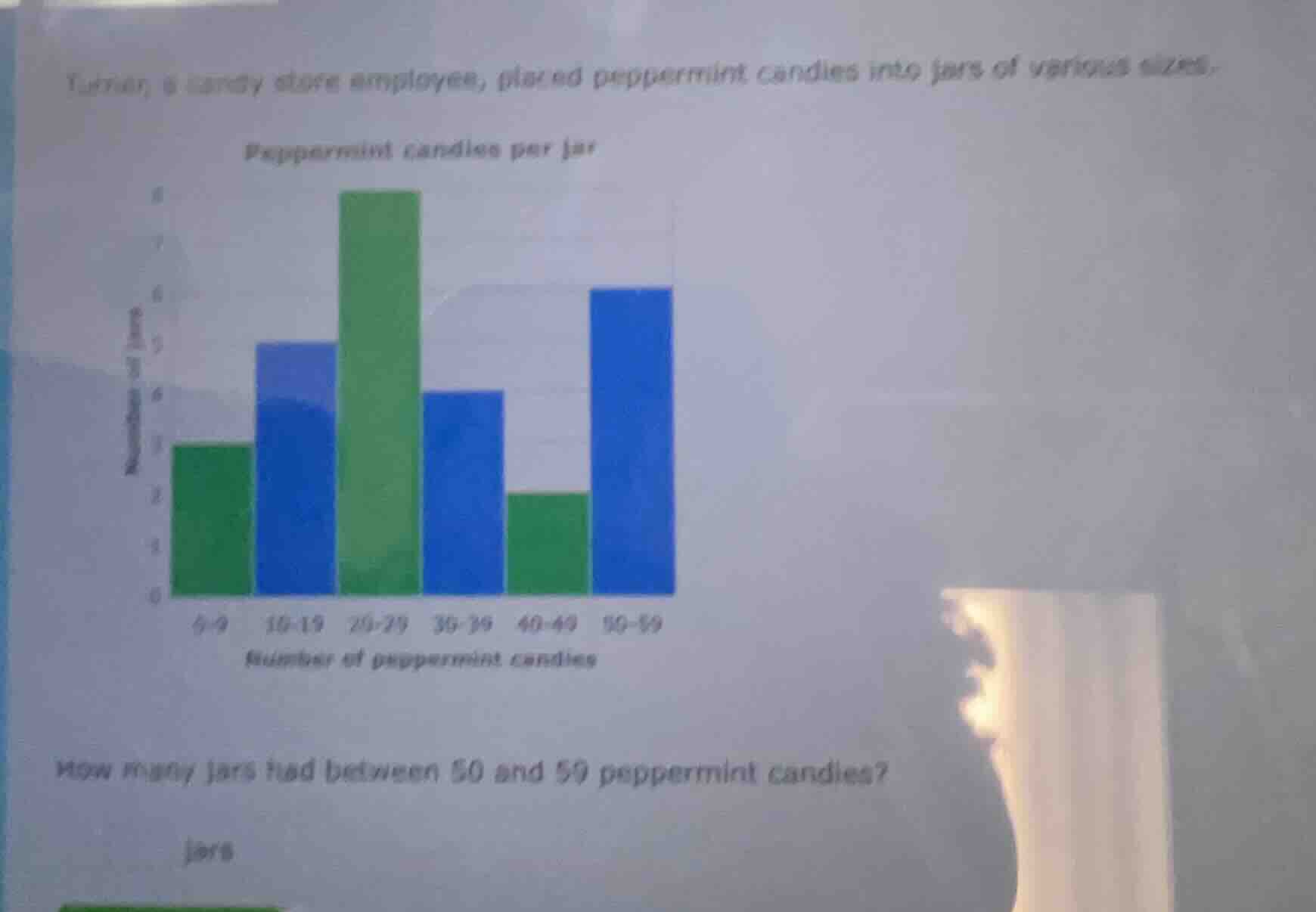turian, a candy store employee, placed peppermint candies into jars of …