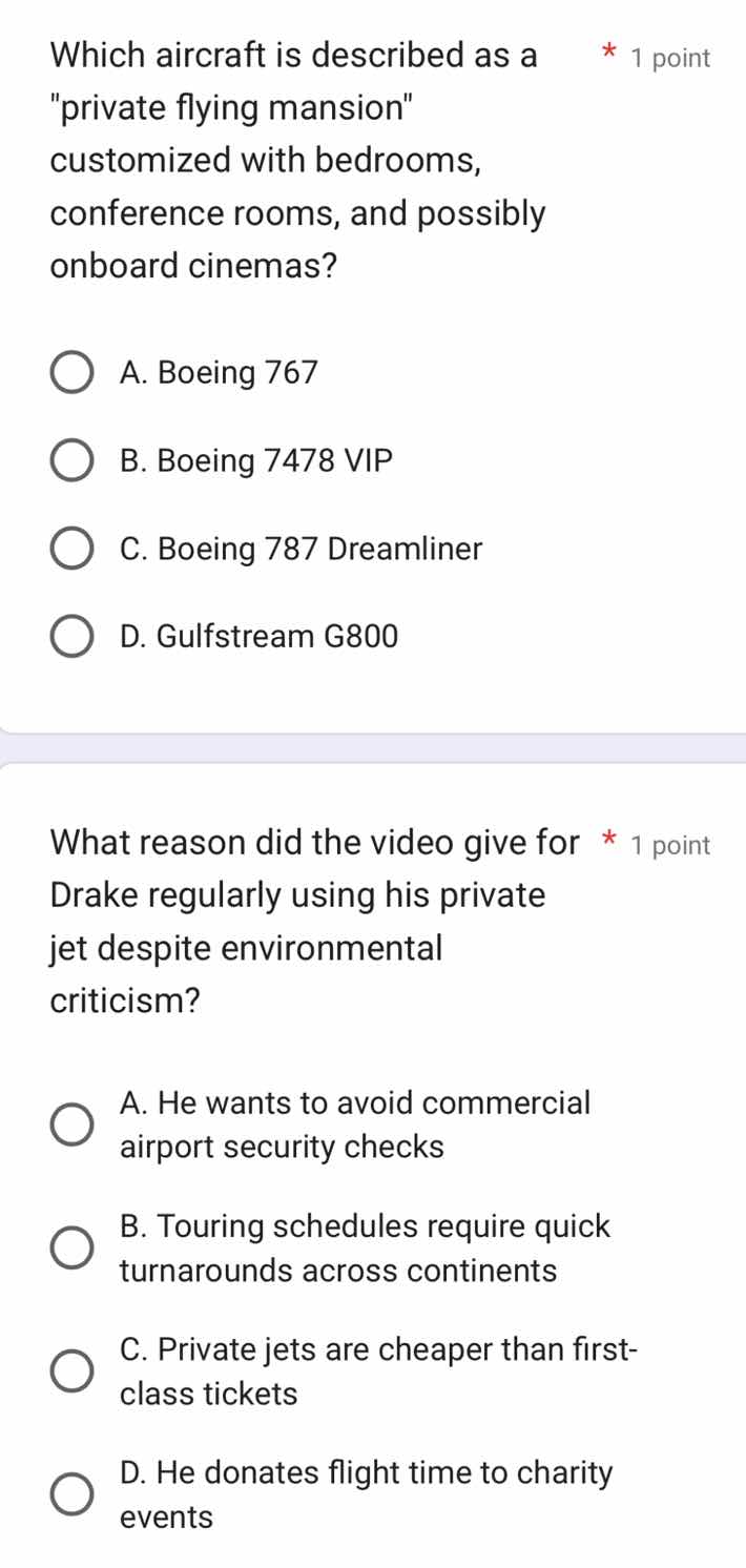 which aircraft is described as a \private flying mansion\ customized wi…