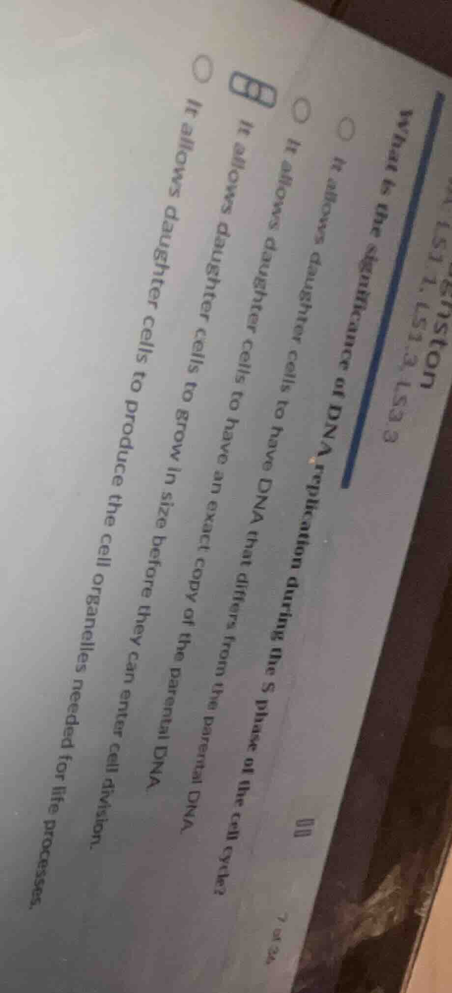 ghstonls1.1, ls1.3, ls3.3what is the significance of dna replication du…