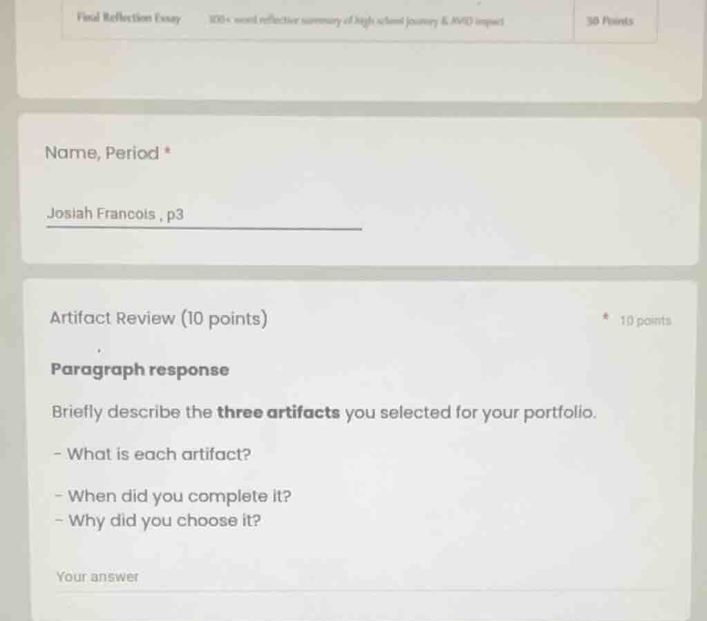 final reflection essay 300+ word reflective summary of high school jour…