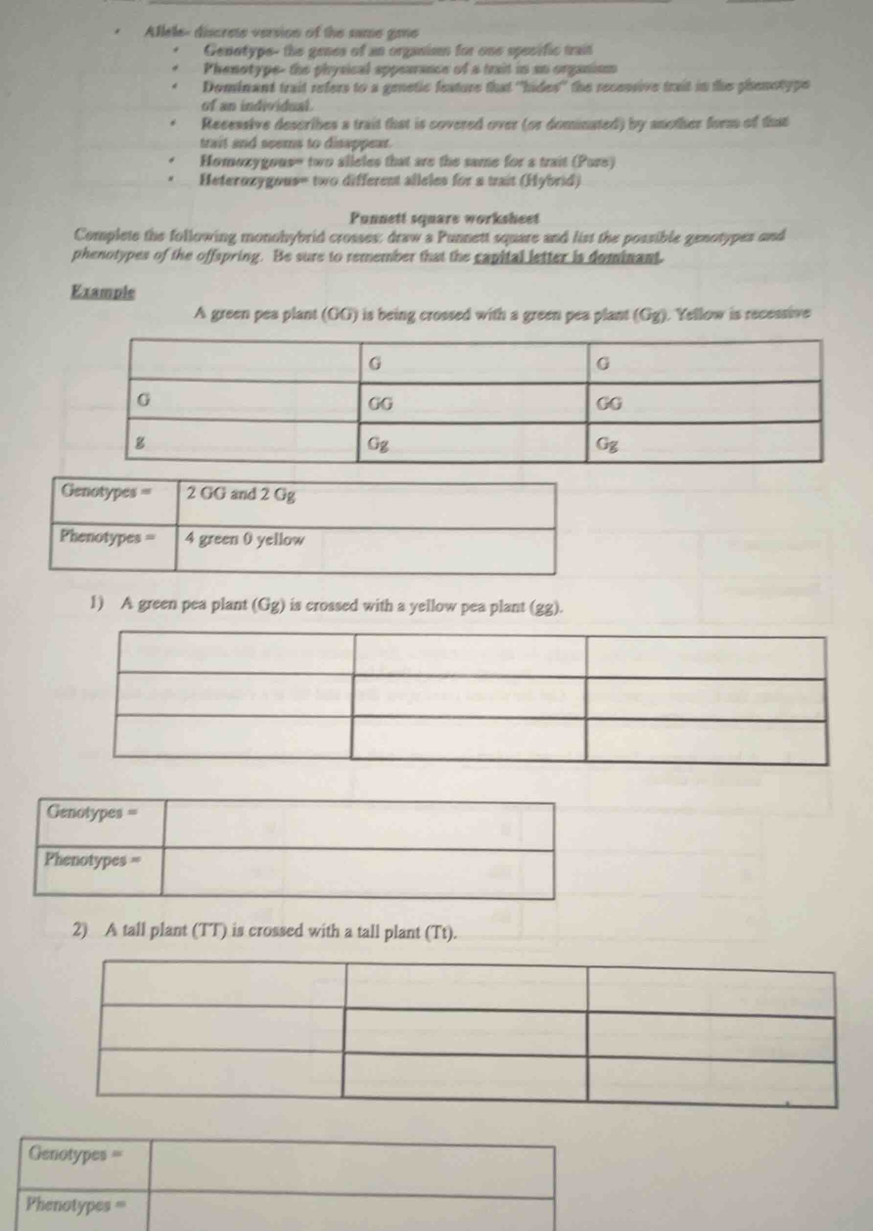 • allele- discrete version of the same gene• genotype- the genes of an …