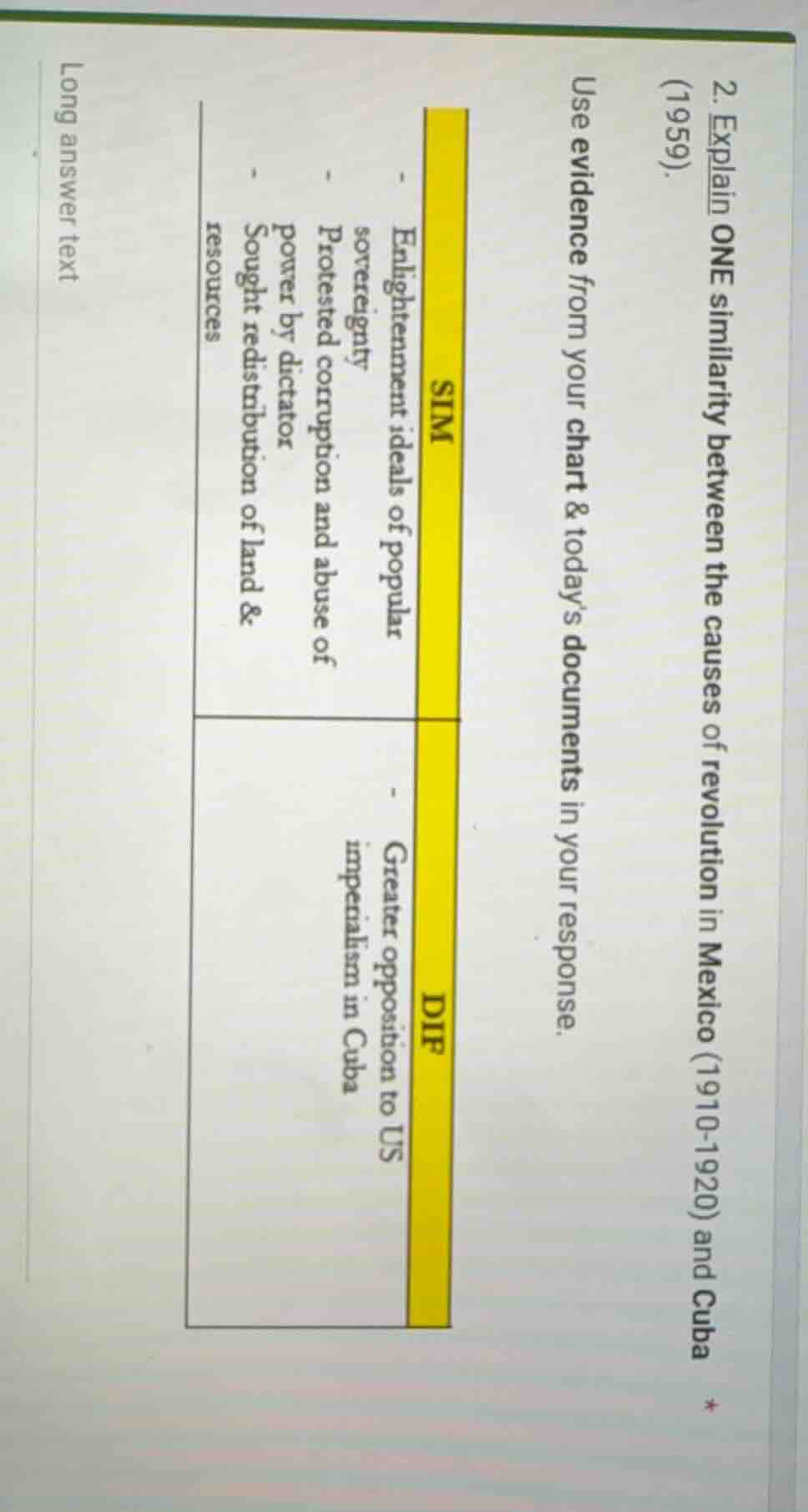 2. explain one similarity between the causes of revolution in mexico (1…