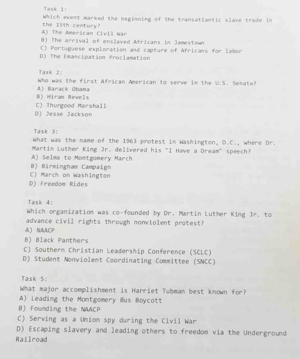 task 1: which event marked the beginning of the transatlantic slave tra…