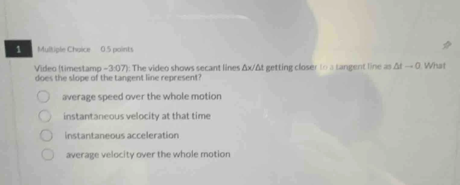 1 multiple choice 0.5 points video (timestamp ~3:07): the video shows s…